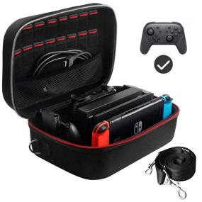 img 4 attached to AIOMEST Nintendo Switch Travel Case - Premium Hard Shell Carrying Case Storage Bag for Switch Console, Pro Controller, Joy-Con Grips, and Accessories