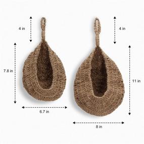 img 3 attached to 🧺 Jute Hanging Onion Basket for Pantry Storage and Organization, Potato Garlic Onion Storage Solution, Boho Kitchen Wall Baskets, Garlic Keeper, Bohemian Handwoven Fruit or Veggie Basket Decor, Set of 2