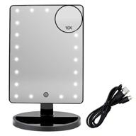 💡 buenolife lighted vanity mirror with 21 led lights, adjustable tabletop makeup mirror, dual power cosmetic mirror with touch screen dimming, detachable 10x magnification – black logo