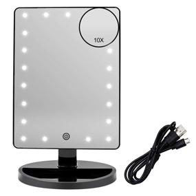 img 4 attached to 💡 BUENOLIFE Lighted Vanity Mirror with 21 LED Lights, Adjustable Tabletop Makeup Mirror, Dual Power Cosmetic Mirror with Touch Screen Dimming, Detachable 10X Magnification – Black