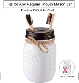 img 1 attached to Rustic Farmhouse Brown Mason Jar Bathroom Accessories Set(4pcs) - Jars Not Included - Foaming Soap Dispenser, Toothbrush Holder, and Apothecary Storage Jars Lids