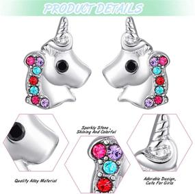 img 2 attached to 🦄 8 Pairs Silver Unicorn Stud Earrings Set: Adorable Cat, Butterfly, Love Heart, Rainbow, Tiny Earrings - Perfect Birthday Party Present for Girls, Women, Daughters, and Girlfriends