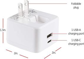 img 3 attached to GE 15W USB-C Wall Charger for iPhone 12/11/Pro/Max/XS/XR/X/8, iPad Pro/Air/Mini, Samsung Galaxy S21/S10/S9/Plus, Google Pixel 5/C/3/2/XL | 22.5W USB-C & USB Total Power | Foldable Prongs | White | 39931