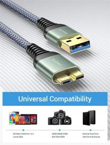 img 3 attached to 🔌 3.3FT USB 3.0 A Male to Micro B Cable - AINOPE Durable Nylon Braided | Fast Data Transfer | Compatible with Samsung S5/Note 3, WD Camera, Seagate Hard Drive