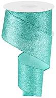 2.5 inch shimmer glitter wired edge ribbon - ice blue, 10 yards logo