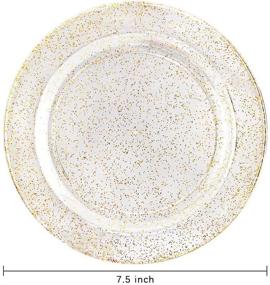 img 3 attached to 🍽️ 100-Piece Gold Plastic Plates by Liacere - Disposable Gold Glitter Appetizer Plates - 7.5-inch Premium Plastic Salad/Dessert Plates for Weddings & Parties