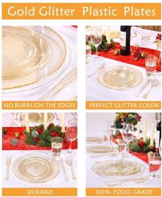img 1 attached to 🍽️ 100-Piece Gold Plastic Plates by Liacere - Disposable Gold Glitter Appetizer Plates - 7.5-inch Premium Plastic Salad/Dessert Plates for Weddings & Parties