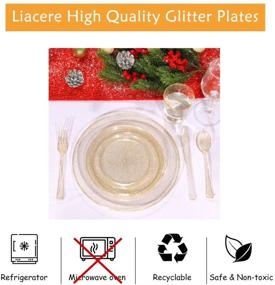 img 2 attached to 🍽️ 100-Piece Gold Plastic Plates by Liacere - Disposable Gold Glitter Appetizer Plates - 7.5-inch Premium Plastic Salad/Dessert Plates for Weddings & Parties