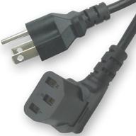 15ft right angled black ac power cord cable - pure copper wire core - in retail box - for computer, plasma tv, printer, monitor, ac adapter logo