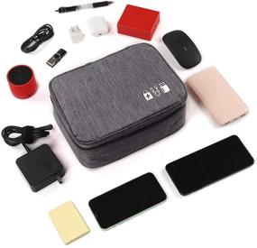 img 2 attached to 🔌 Органайзер для электроники TABITORA: сумка для проводов и зарядных устройств, USB, SD-карт - серого цвета