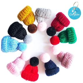 img 4 attached to 🧶 Carykon 10 Pcs Mini Knitting Hats: Fun DIY Crafts with Assorted Color Wool Yarn Hair Accessories