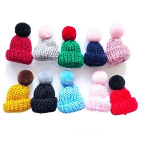 img 1 attached to 🧶 Carykon 10 Pcs Mini Knitting Hats: Fun DIY Crafts with Assorted Color Wool Yarn Hair Accessories