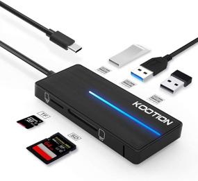 img 4 attached to 🔌 Enhanced KOOTION 5-in-1 USB-C Hub with LED Light, Ultra-Slim Type-C Hub USB 3.0 Adapter for SD Card/Micro SD Card, 3 x USB 3.0 Port and Card Reader