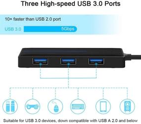 img 1 attached to 🔌 Enhanced KOOTION 5-in-1 USB-C Hub with LED Light, Ultra-Slim Type-C Hub USB 3.0 Adapter for SD Card/Micro SD Card, 3 x USB 3.0 Port and Card Reader
