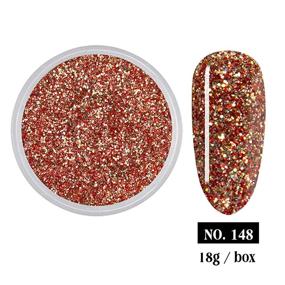 img 3 attached to ✨ 28g/Box Sparkle Colorful Holographic Glitter for Long-lasting, No UV Light Needed Dip Powder Nails - Red Golden (HJ-ND064B-No.148)