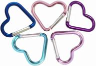 🔑 beetoo aluminum alloy heart shaped carabiner hook keychain tool (5 pack, random color) - ideal for fishing, camping, hiking, backpack accessory логотип