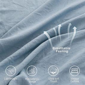 img 2 attached to 🛏️ Washed Microfiber Duvet Cover Set - Queen Size, Light Blue Ultra Soft Comforter Cover Set with 8 Corner Ties & Button Closure, Includes 2 Pillowcases