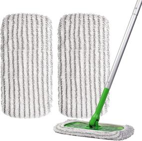 img 4 attached to 🧹 2-Pack Heavy Duty Scrubby Microfiber Mop Pads for Swiffer Sweeper: Reusable, Multi-Surface Wet Dry Cleaning Refills