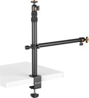 📸 jusmo camera desk mount with auxiliary arm: overhead camera mount and phone grip with 360° ballhead – table c-clamp multi mount stand for dslr, phone, light, webcam, and more logo