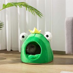 img 2 attached to 🐸 Cozy Pet Bed Warm Cave Nest Sleeping Bed Frog Shape for Cats and Small Dogs, 17 x 16 inches by Hollypet