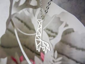 img 3 attached to Origami Giraffe Necklace in Sterling Silver - Menagerie Collection - 925 Plated Silver Necklace - Geometric Giraffe Necklaces for Women and Girls