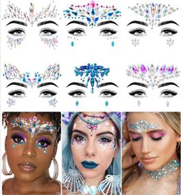 img 4 attached to 💎 Facial Gems by iMethod - Stick-On Mermaid Face Jewels, Festival Holiday Costume and Makeup Accessories (6 Pcs)