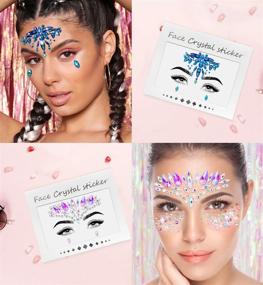 img 1 attached to 💎 Facial Gems by iMethod - Stick-On Mermaid Face Jewels, Festival Holiday Costume and Makeup Accessories (6 Pcs)