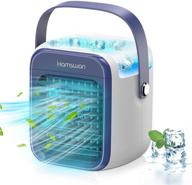 🔵 hamswan portable air conditioner cooler - noiseless evaporative air fan with rechargeable usb - 3 speeds, 7 colors led night light - office cooler humidifier for home, dorm, bedroom (blue) logo