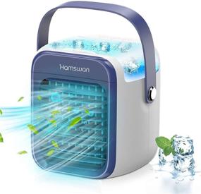 img 4 attached to 🔵 HAMSWAN Portable Air Conditioner Cooler - Noiseless Evaporative Air Fan with Rechargeable USB - 3 Speeds, 7 Colors LED Night Light - Office Cooler Humidifier for Home, Dorm, Bedroom (Blue)