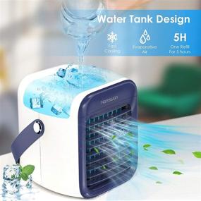 img 1 attached to 🔵 HAMSWAN Portable Air Conditioner Cooler - Noiseless Evaporative Air Fan with Rechargeable USB - 3 Speeds, 7 Colors LED Night Light - Office Cooler Humidifier for Home, Dorm, Bedroom (Blue)