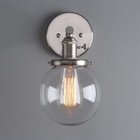 img 2 attached to 💡 Phansthy Industrial Wall Light: Stylish Globe Wall Sconce with 5.9 Inch Clear Glass Canopy in Chrome Finish