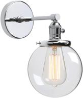 💡 phansthy industrial wall light: stylish globe wall sconce with 5.9 inch clear glass canopy in chrome finish логотип