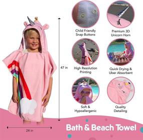 img 2 attached to 🦄 Детский набор в форме пони с капюшоном - Подарок для девочек с пончо с капюшоном для малышей, сумкой русалочки и полотенцем для ванны - Включено 3 предмета в наборе.