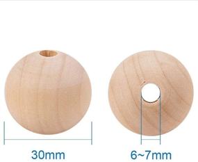 img 3 attached to 🌳 50 Pcs Unprocessed Round Wood Beads: Natural 30mm Wooden Beads for Necklace, Bracelet, DIY Handmade Jewelry