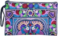 👜 stylish sabai jai large boho embroidered clutch purse with wristlet: fashionable handbags logo