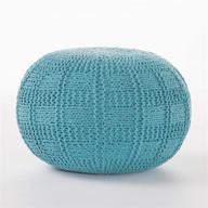 💙 chic and cozy valentine blue hand knit fabric pouf: the perfect accent for stylish interior decor logo