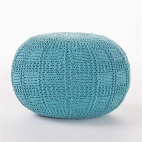 img 4 attached to 💙 Chic and Cozy Valentine Blue Hand Knit Fabric Pouf: The Perfect Accent for Stylish Interior Decor