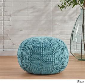 img 2 attached to 💙 Chic and Cozy Valentine Blue Hand Knit Fabric Pouf: The Perfect Accent for Stylish Interior Decor