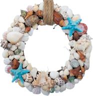 🐚 seashell wreath decoration - 14 inches diameter, idyllic seaside wedding or home decor, artificial front door and wall decor in seashell style логотип