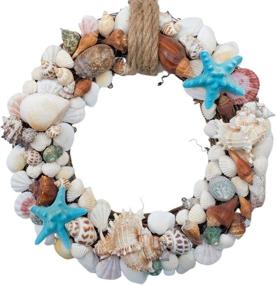 img 4 attached to 🐚 Seashell Wreath Decoration - 14 inches Diameter, Idyllic Seaside Wedding or Home Decor, Artificial Front Door and Wall Decor in Seashell Style