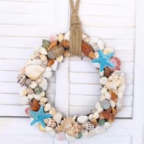 img 2 attached to 🐚 Seashell Wreath Decoration - 14 inches Diameter, Idyllic Seaside Wedding or Home Decor, Artificial Front Door and Wall Decor in Seashell Style