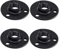 set of 4 malleable black floor iron flanges, 1/2 inch, dn15, triple hole, threaded plumbing pipe fittings, ideal for diy wall, industrial steampunk furniture, vintage retro decor logo