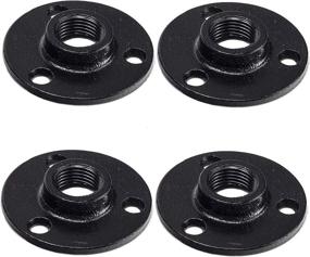 img 4 attached to Set of 4 Malleable Black Floor Iron Flanges, 1/2 Inch, DN15, Triple Hole, Threaded Plumbing Pipe Fittings, Ideal for DIY Wall, Industrial Steampunk Furniture, Vintage Retro Decor