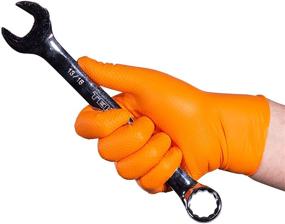 img 1 attached to GLOVEWORKS HD Orange Nitrile Disposable Gloves, 8 Mil, Latex-Free, Powder-Free, for Industrial and Food-Safe Applications, with Raised Diamond Texture