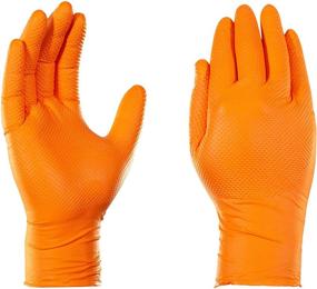 img 2 attached to GLOVEWORKS HD Orange Nitrile Disposable Gloves, 8 Mil, Latex-Free, Powder-Free, for Industrial and Food-Safe Applications, with Raised Diamond Texture