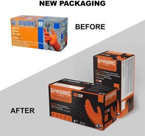 img 3 attached to GLOVEWORKS HD Orange Nitrile Disposable Gloves, 8 Mil, Latex-Free, Powder-Free, for Industrial and Food-Safe Applications, with Raised Diamond Texture