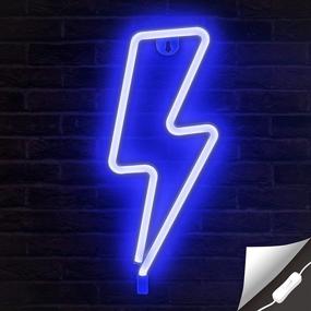 img 4 attached to Lumoonosity Lightning Bolt Neon Sign: USB Powered LED Light for Wall Decor and Gaming Room Setup