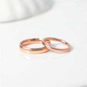 img 3 attached to TIGRADE 2mm & 4mm Titanium Ring: Rose Gold Dome Wedding Band, High Polished, Comfort Fit, Size 3-13.5