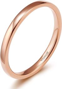 img 4 attached to TIGRADE 2mm & 4mm Titanium Ring: Rose Gold Dome Wedding Band, High Polished, Comfort Fit, Size 3-13.5