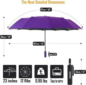 img 3 attached to Waterproof Resistant Windproof Purple_46 _12Ribs_Promo Price Umbrellas in Folding Umbrellas